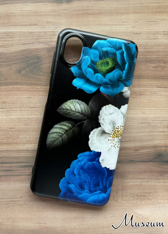 スマホケース Xperia AQUOS Galaxy iPhone 多機種対応 青薔薇 m-593 2枚目の画像