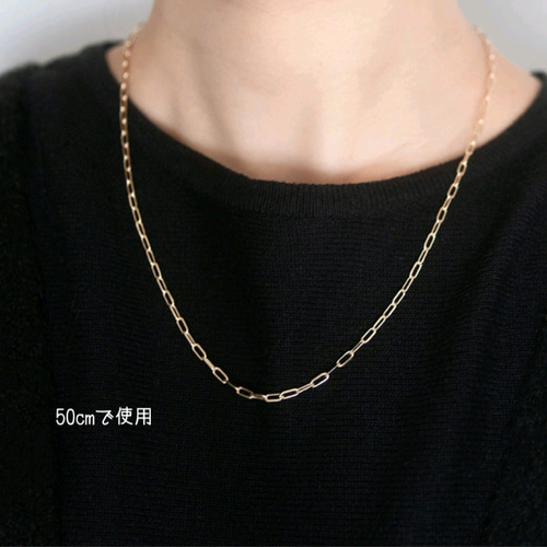 オーバルチェーンネックレス◇長さ選べる40-60cm♪【14kgf】金属