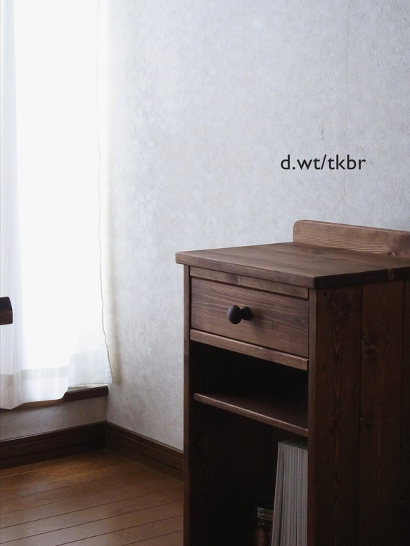 ※Sunni様ご予約品＊#79.1drawer side/night table (d.wt/tkbr) 2枚目の画像