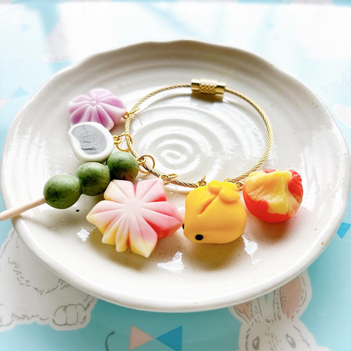 練り切り 和菓子 キーホルダー フェイクスイーツ ハンドメイド ミニチュア 花 練り切り 和菓子 キーホルダー フェイクスイーツ ハンドメイド