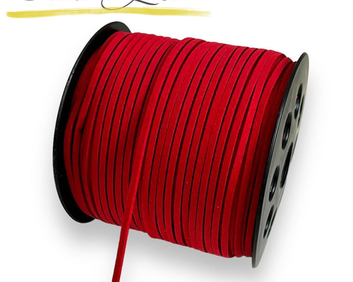 スエード紐 5m 太さ 2.5mm レッド 平紐 平ひも 平コード ひも 紐