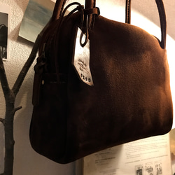 ショルダーバッグ　おしゃれなバッグ　可愛いショルダーバッグ　スエードのショルダーバッグ　チョコレート色／Lot#151 4枚目の画像