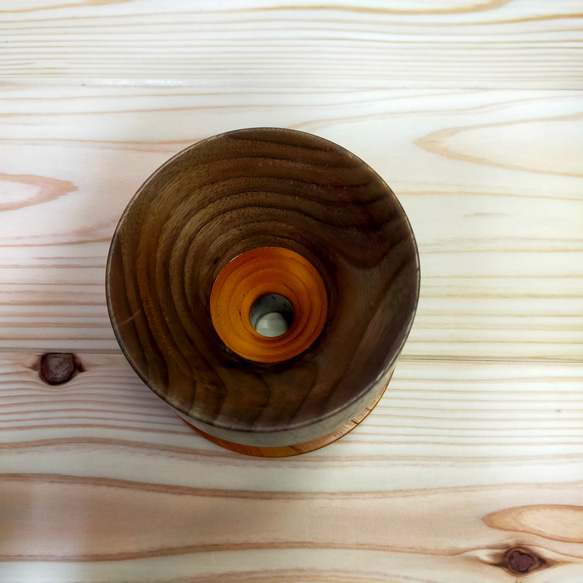 いつもの珈琲がさらに美味しく感じる欅とウォールナットの木製コーヒードリッパー/一点物/セラピストが作る木工品 #0053 2枚目の画像