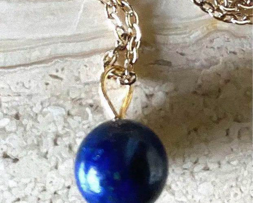 鑑定済 ラピスラズリ 10ミリ玉ネックレス アレルギー対応サージカル