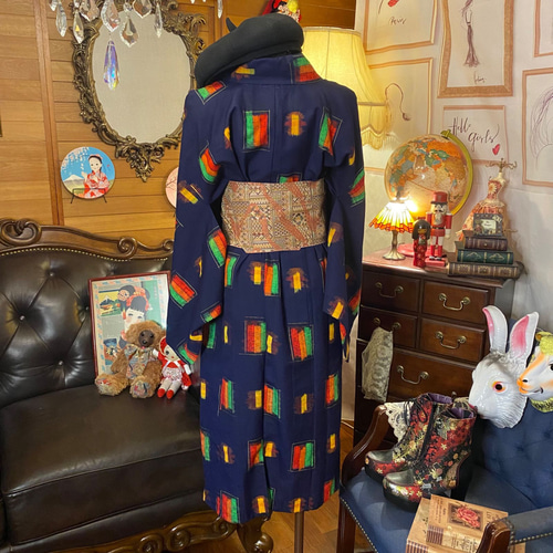 アンサンブル 着物 ワンピース ドレス ハンドメイド リメイク 名古屋帯  