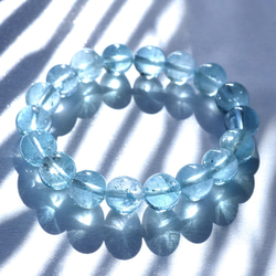 ブルートパーズ14mm前後ブレスレット 内径17cm ブルートパーズの10mm ブレスレット ブレスレット クリスタル