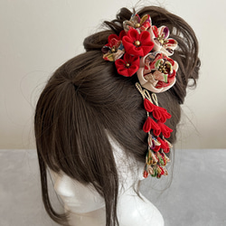 初心者さん向け！つまみ細工製作キット 丸つまみだけで作れる♡椿の髪飾りセット 4枚目の画像