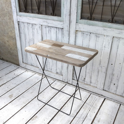 折りたたみアイアン足の、カフェテーブル（天板分離型）受注生産品 1枚目の画像