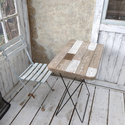 折りたたみアイアン足の、カフェテーブル（天板分離型）受注生産品 4枚目の画像