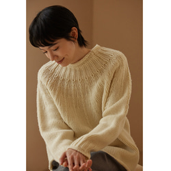 花火の襟セーター　100%ウールセーター　ウールニットセーター　ベージュ　フリーサイズ#469 13枚目の画像