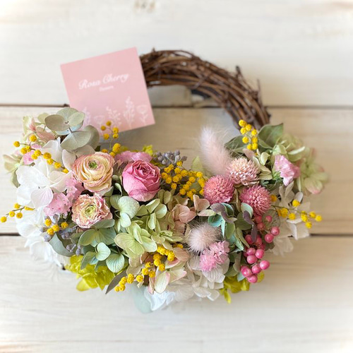 ラナンキュラスのピンクハーフリース ラナンキュラスのハーフリース♡ピンク リース Rosa Cherry 通販