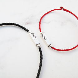 [手編みワックス糸] ダブルハピネス | 赤い糸スターリングシルバーラッキーワックスロープカップルブレスレット | 1枚目の画像