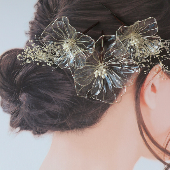 fluffy＊silver  ヘッドドレス　ウエディング　結婚式　ヘッドアクセ　卒業式　髪飾り　ウエディングアクセサリー 3枚目の画像