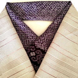 【新品】正絹　半襟　絞り　紫　三つ折り縫い始末　 シルク 1枚目の画像