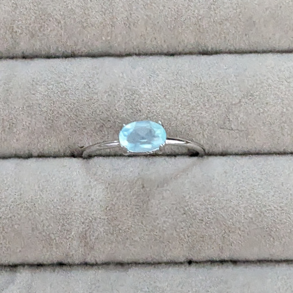 [十月生日石] 秘魯藍蛋白石戒指 SV925 均碼 AAA 級 6 x 4 毫米 第1張的照片