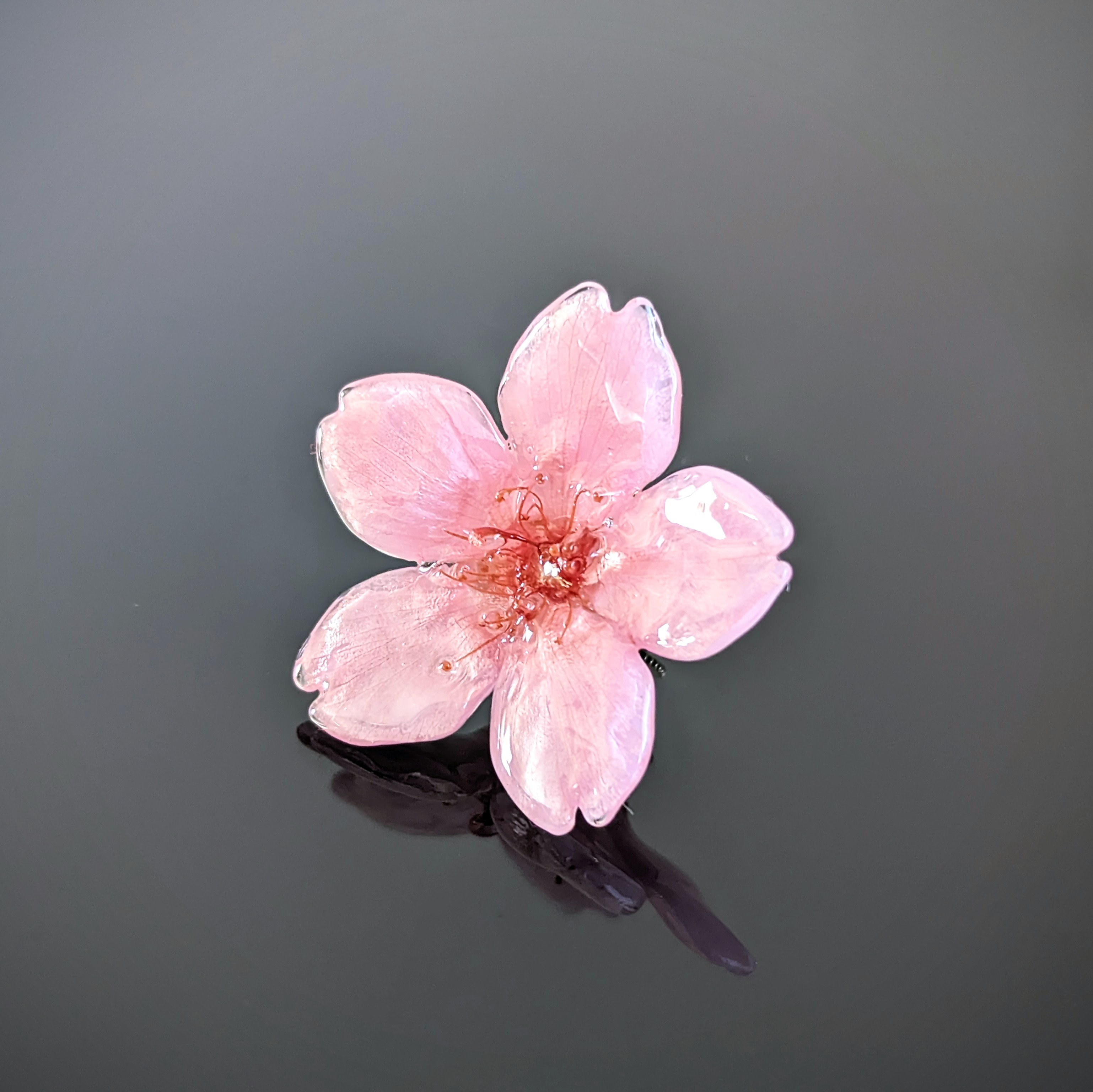 【受注制作】Early bloom. 本物のお花　こだわりのお花で仕上げる桜のタックピン／ブローチ　濃ピンク