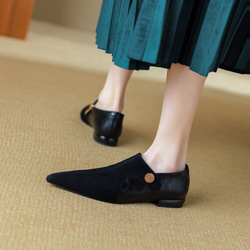24 新款女士柔軟真皮鞋時尚簡約高跟鞋低跟鞋 21.5 公分-26 公分 2 色 #896⭐免運費⭐ 第11張的照片