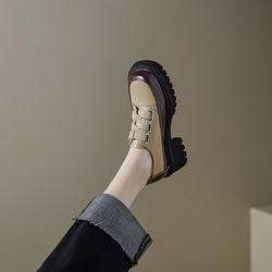 24 新款女士柔軟真皮鞋時尚簡約鞋厚底高跟鞋 22 公分-25 公分#898-1⭐免運費⭐ 第4張的照片