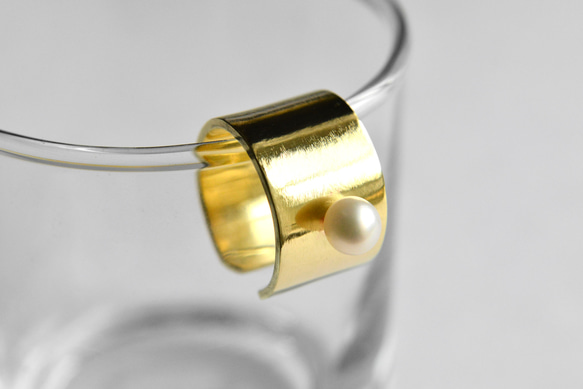 淡水パールイヤーカフ typeB 真鍮 ゴールドブラス 4枚目の画像