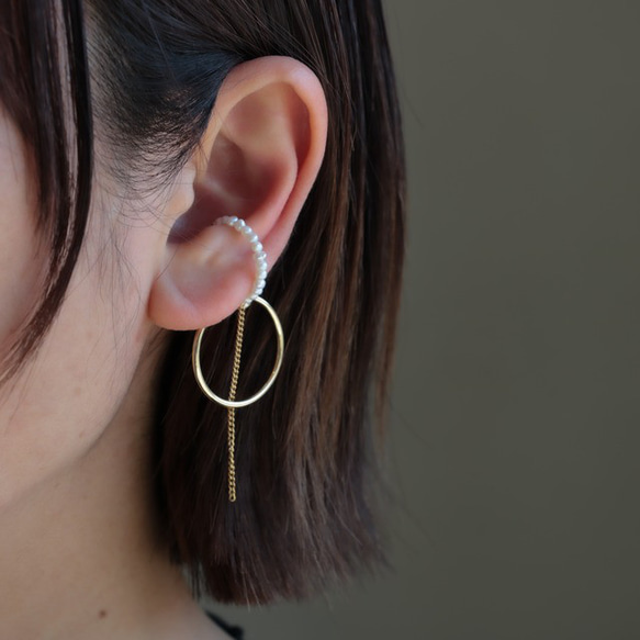 earcuff /気分高まる！上質淡水パール 5枚目の画像