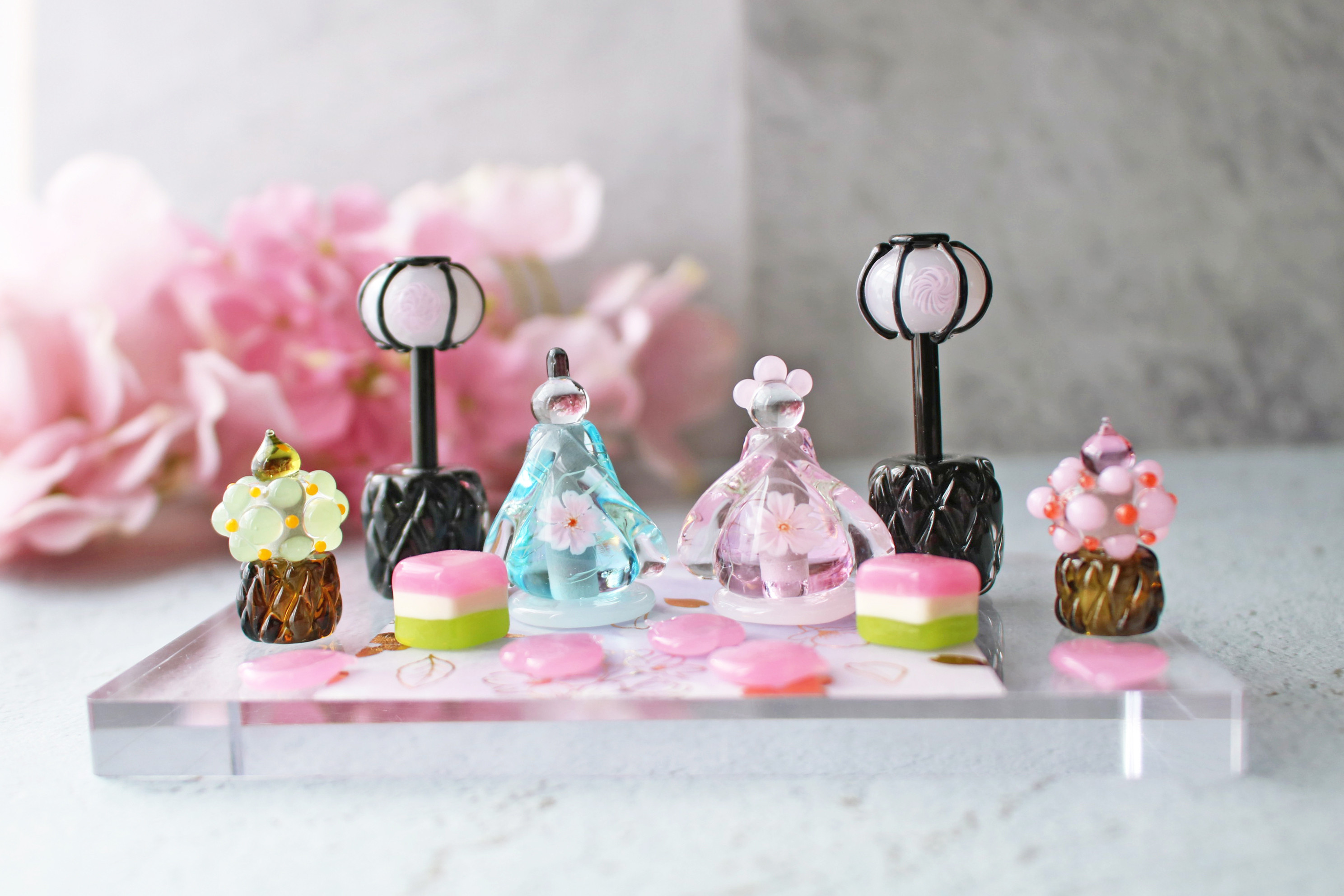 ひな祭り限定SALE(～2/20)2026年ひな祭り⭐︎とんぼ玉ひな人形 ガラスのミニチュア雛人形