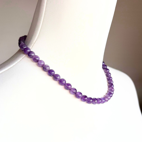 B25】 ラベンダーカラーアメジスト ネックレス 紫水晶 愛の守護 天然石