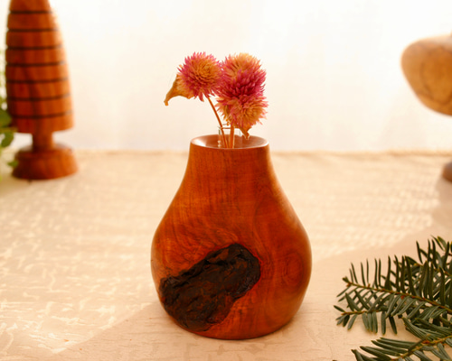 さくらんぼの花瓶でお花と香りのある日常を 木製 アロマ