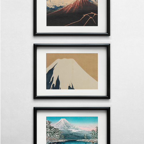 NO.534】赤富士山の浮世絵アートポスター☆日本画空雪景色和柄