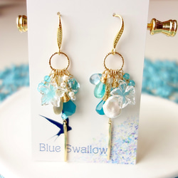 天然石ピアス】宝石質クリスタル・ロゼッタコンケーブカット