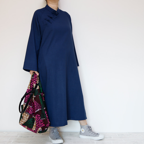 フォーマル〜普段着にも◎ チャイナカラーワンピース シノワズリな衿元