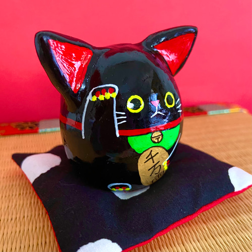 招き猫猫【大】黒／貓貓達摩【大】黒 その他アート megumix 通販