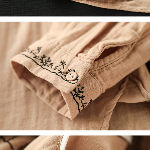 刺繍シャツ 好評シャツ 春夏 胸元の繊細な刺繍が大人フェミニンな