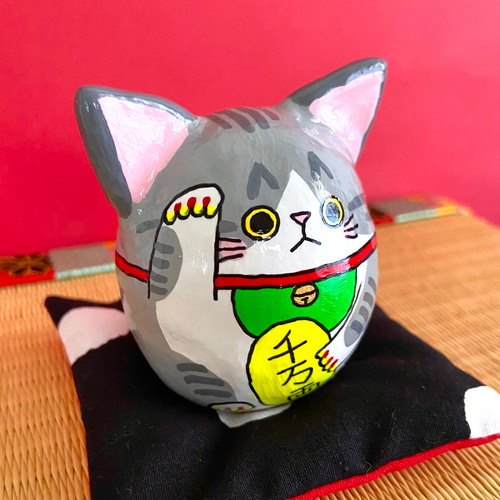 招き猫 m(*´︶`*)∫m ❤︎ グレー サバ白さん 【公式通販】