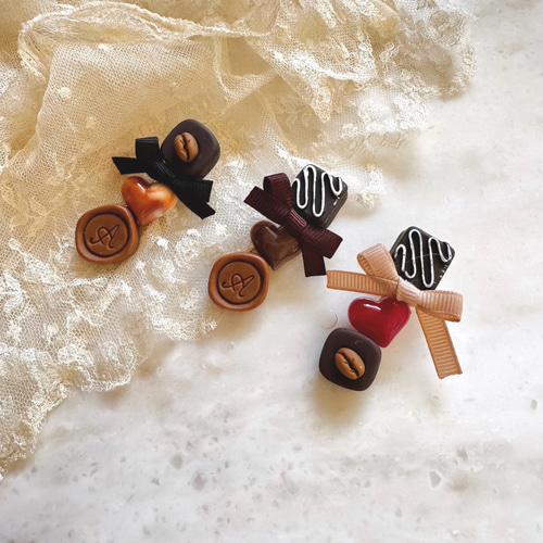 バレンタイン チョコ リボン ヘアクリップ ヘアクリップ・バナナ