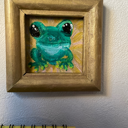 絵画　油絵　原画　一点物　カエル　イエロー　ポップ　現代アート　SM 絵画 油絵 原画 一点物 カエル イエロー ポップ 現代アート SM