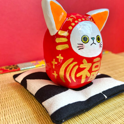 猫猫だるま 【大】オレンジ耳／貓貓達摩【大】 4枚目の画像
