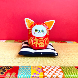 猫猫だるま 【大】オレンジ耳／貓貓達摩【大】 1枚目の画像