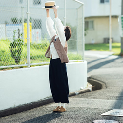 コーデュロイ秋冬シーズン紺カジュアルパンツ9分パンツ  3846m 5枚目の画像