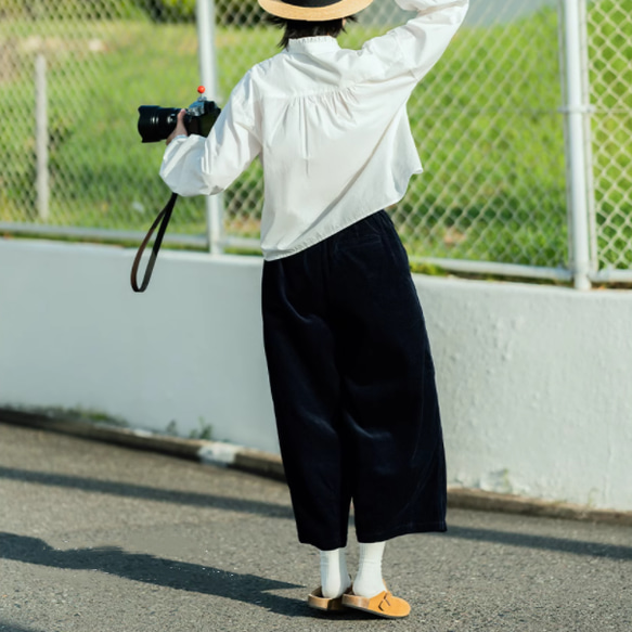 コーデュロイ秋冬シーズン紺カジュアルパンツ9分パンツ  3846m 3枚目の画像