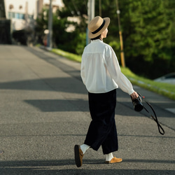 コーデュロイ秋冬シーズン紺カジュアルパンツ9分パンツ  3846m 4枚目の画像