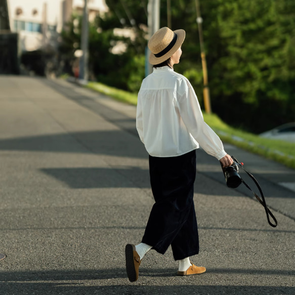 コーデュロイ秋冬シーズン紺カジュアルパンツ9分パンツ  3846m 4枚目の画像