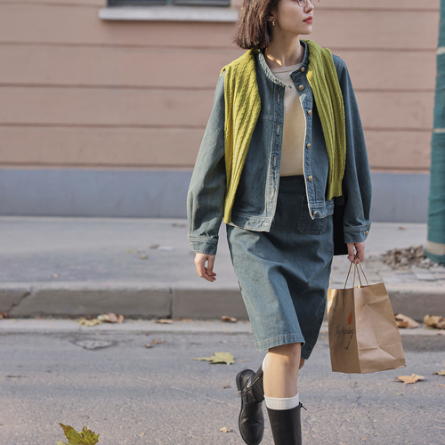ゆるっと着れるデニムジャケット！スカート セットアップ スプリング