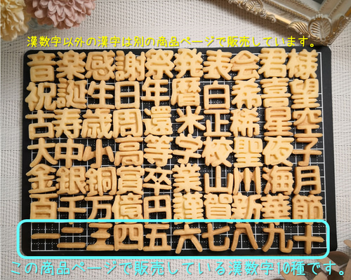 20サイズ「漢数字/丸ゴシック」単品販売10種 イジェクタ式クッキー型