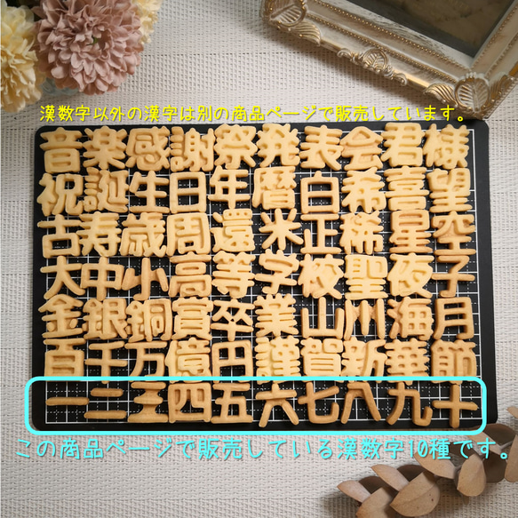 20サイズ「漢数字/丸ゴシック」単品販売10種　イジェクタ式クッキー型　 1枚目の画像
