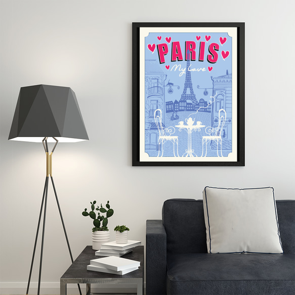 Paris パリジェン風デコ・エッフェル塔ハート ロマンチック インテリアポスター 海外アート / 5289 4枚目の画像