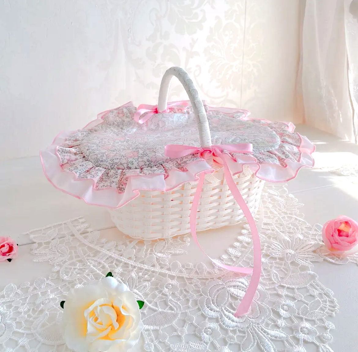 ふかふか蓋カバー&バスケット【ベッツィ&フェリシテ】♪カゴバスケット♪輸入リバティ