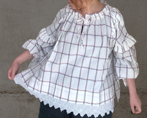 ひと雫◆フランスアンティーク｜美品フリルスモックゆったりワンピース ひと雫様専用◇フランスアンティーク｜美品フリルスモックゆったり