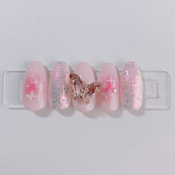 【No.021】♡ネイルチップ♡千鳥柄♡ピンクネイル♡リボンネイル♡ニットネイル 千鳥ネイル #フレンチネイル #赤ネイル #ハートネイル #冬ネイル