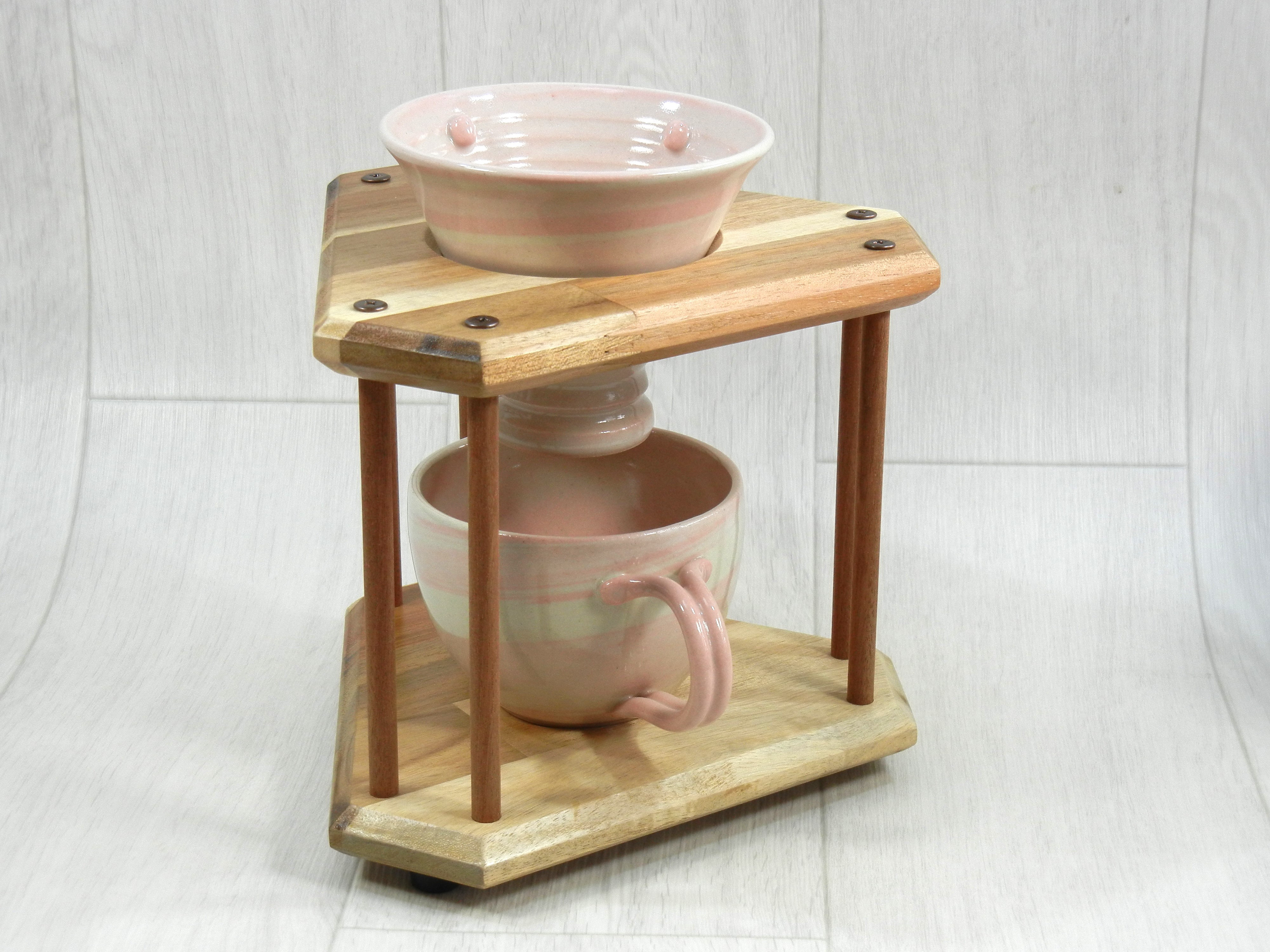 ドリッパーセット［ピンク］（ドリッパー・ドリッパースタンド・マグカップ）【陶器(練り込み)・木】
