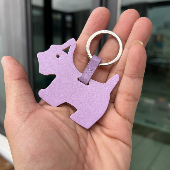 {Leatherprince 手工皮革} 台灣MIT 紫色 可愛 小狗 純手工 皮革 鑰匙圈 第3張的照片